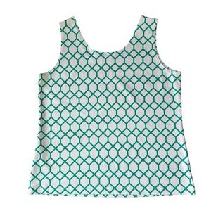 Chico’s Honeycomb white green top size 2